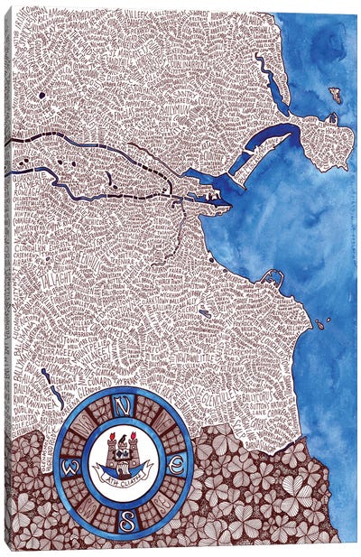 Dublin World Map Canvas Art Print - Terri Kelleher