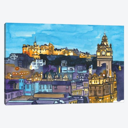 Edinburgh Nights Canvas Print #TKH45} by Terri Kelleher Canvas Print