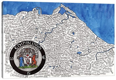 Edinburgh World Map Canvas Art Print - Terri Kelleher