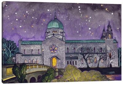Galway Cathedral At Night Canvas Art Print - Ireland Art