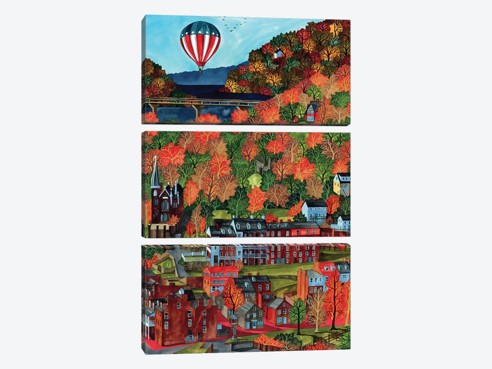 Harper's Ferry In Autumn by Terri Kelleher 3-piece Canvas Art Print