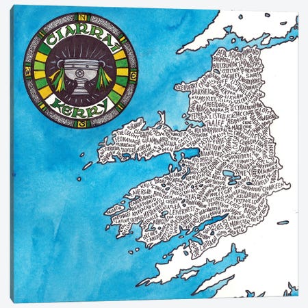 Kerry World Map Canvas Print #TKH71} by Terri Kelleher Canvas Print