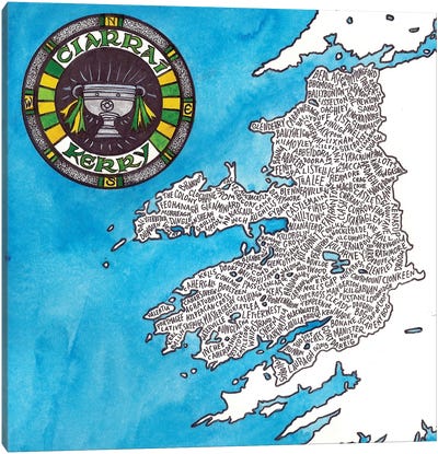 Kerry World Map Canvas Art Print - Terri Kelleher