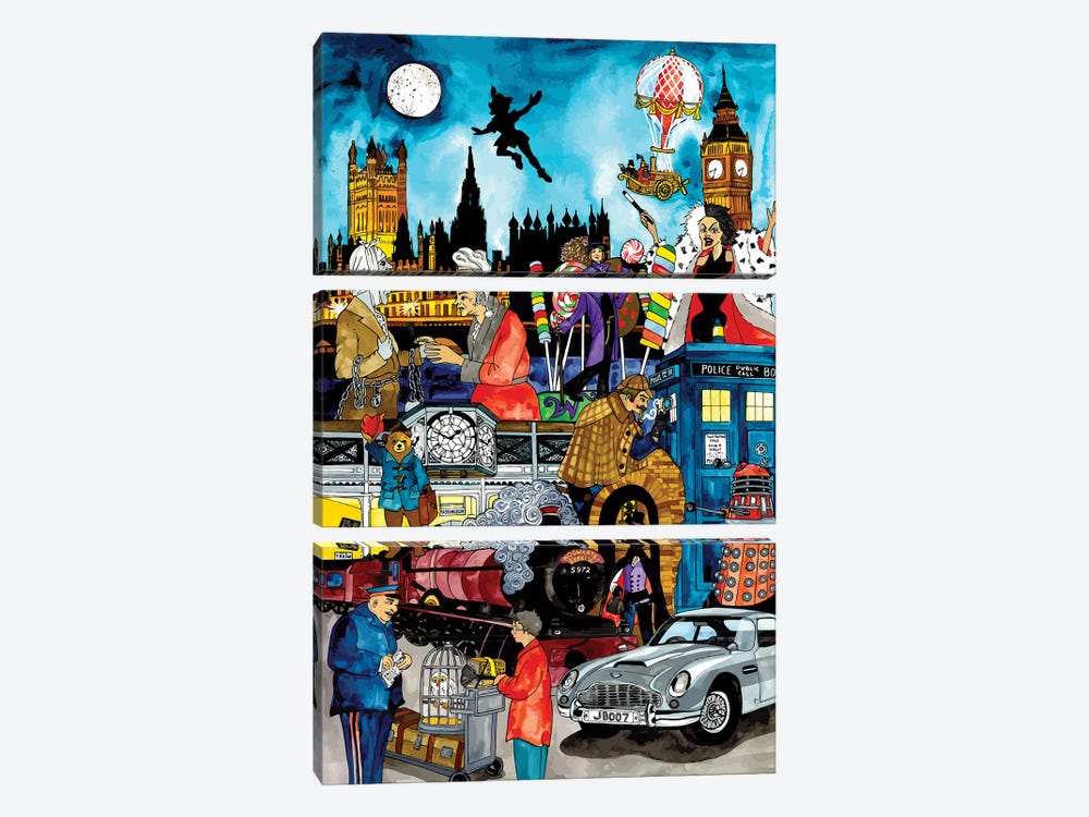 London Storytime by Terri Kelleher 3-piece Canvas Art Print