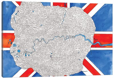 London World Map (Inside The M25) Canvas Art Print - Terri Kelleher
