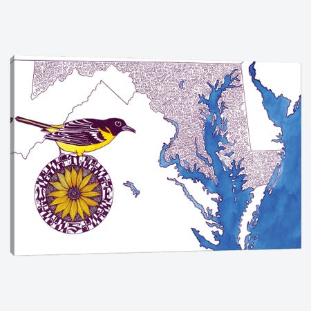 Maryland World Map Canvas Print #TKH91} by Terri Kelleher Canvas Print