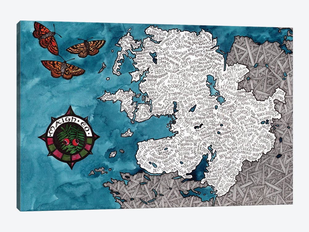 Mayo World Map by Terri Kelleher 1-piece Canvas Art Print