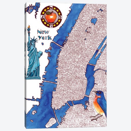 New York City World Map Canvas Print #TKH96} by Terri Kelleher Canvas Wall Art