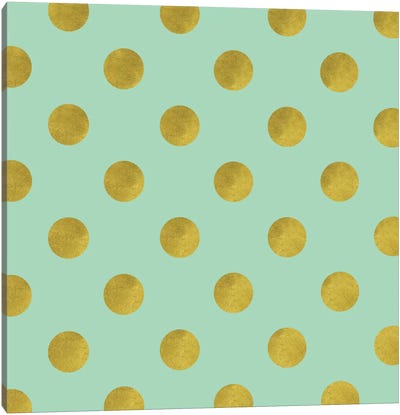 Golden Mint Dots Canvas Art Print - Spring Color Refresh