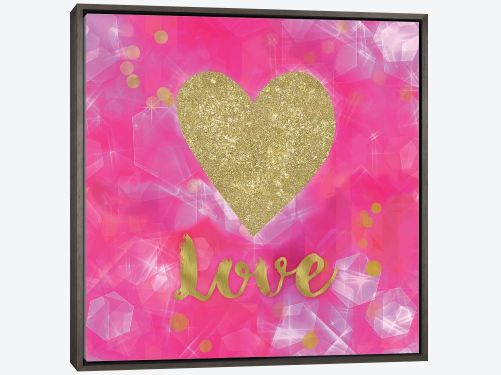 White & Silver Glitter Sparkly Love Heart Canvas Wall Art Picture 