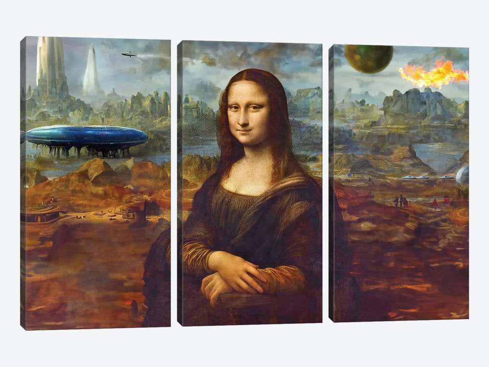 Mona Lisa 2043 by Tony Leone 3-piece Canvas Artwork