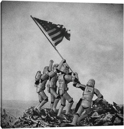 Flag Raising On Iwo Jima Canvas Art Print - Tony Leone