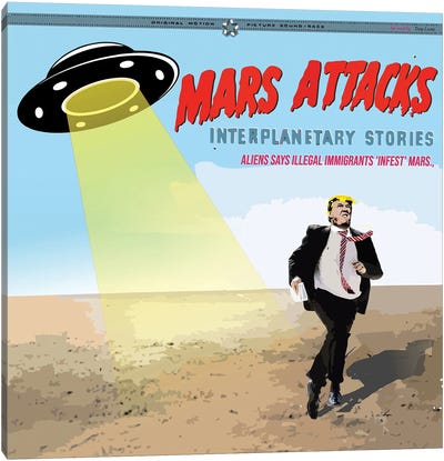 Mars Attacks Canvas Art Print - Space Fiction Art