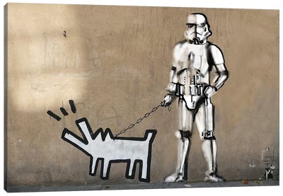Haring Dog And Clone Canvas Art Print - Stormtrooper