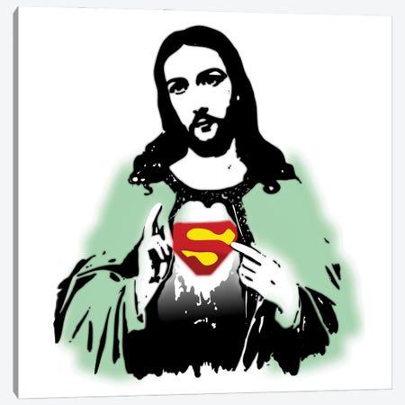OMG - Jesus Christ Superman Canvas Print #TLE29} by Tony Leone Canvas Artwork