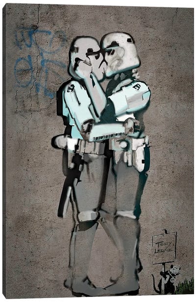 Kissing Clones Canvas Art Print - Stormtrooper