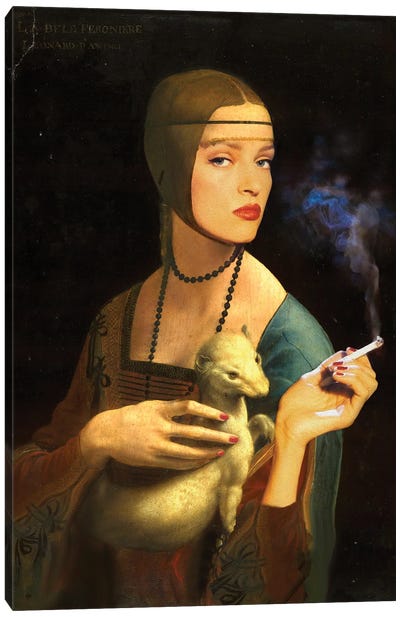 Mia Canvas Art Print - Lady with An Ermine Reimagined