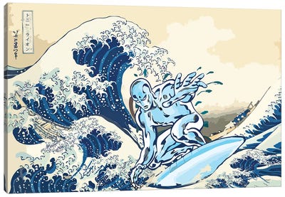 Surf At Kanagawa - The Great Wave Canvas Art Print - The Great Wave Reimagined