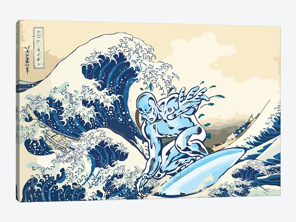 Surf At Kanagawa - The Great Wave by Tony Leone 1-piece Canvas Artwork
