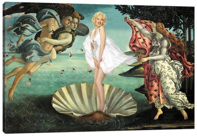 Birth Of Marilyn Canvas Art Print - The Birth of Venus Reimagined