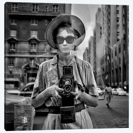 Selfie At Tiffany's - Hepburn Meier Canvas Print #TLE63} by Tony Leone Canvas Art