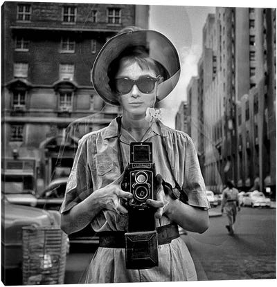 Selfie At Tiffany's - Hepburn Meier Canvas Art Print - Audrey Hepburn