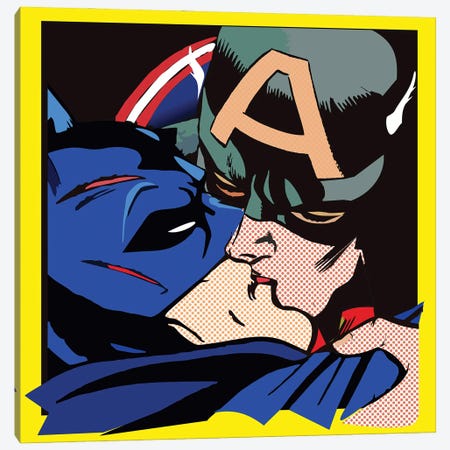 Cap Kissing Bruce Canvas Print #TLE8} by Tony Leone Canvas Artwork