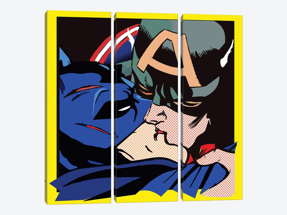 Cap Kissing Bruce by Tony Leone 3-piece Canvas Artwork