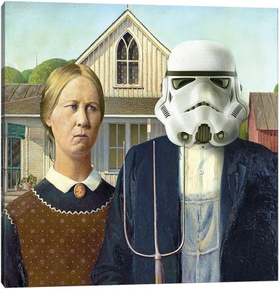 American Gothic Revisited - From National Gallery Series Canvas Art Print - American Gothic Reimagined