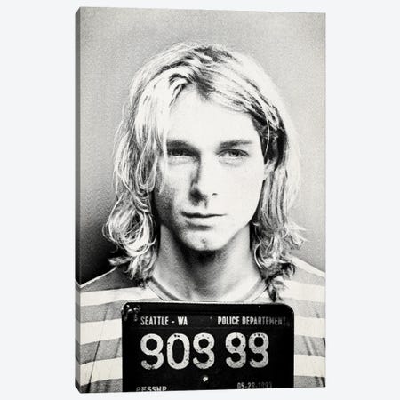 Kurt Cobain - Black Mugshot Canvas Print #TLL113} by TOMADEE Canvas Print
