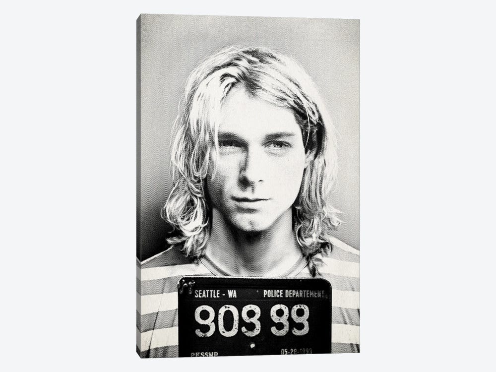 Kurt Cobain - Black Mugshot by TOMADEE 1-piece Canvas Print