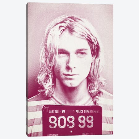 Kurt Cobain - Red Mugshot Canvas Print #TLL115} by TOMADEE Canvas Wall Art