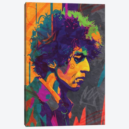 Bob Dylan Portrait Canvas Print #TLL117} by TOMADEE Canvas Art