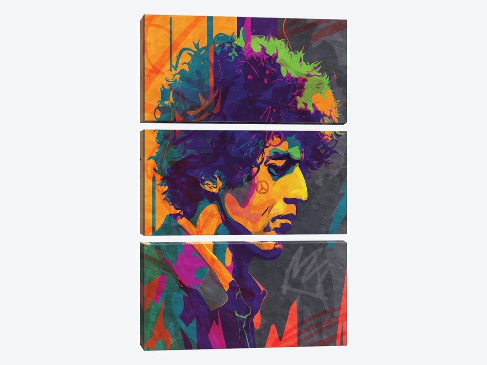Bob Dylan Portrait by TOMADEE 3-piece Canvas Art Print