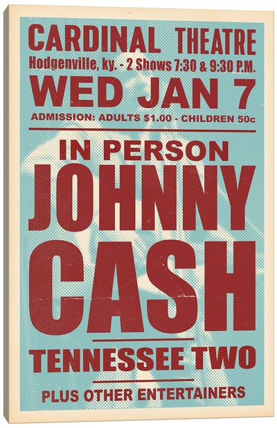 Johnny Cash 1959 Canvas Art Print - Concert Posters