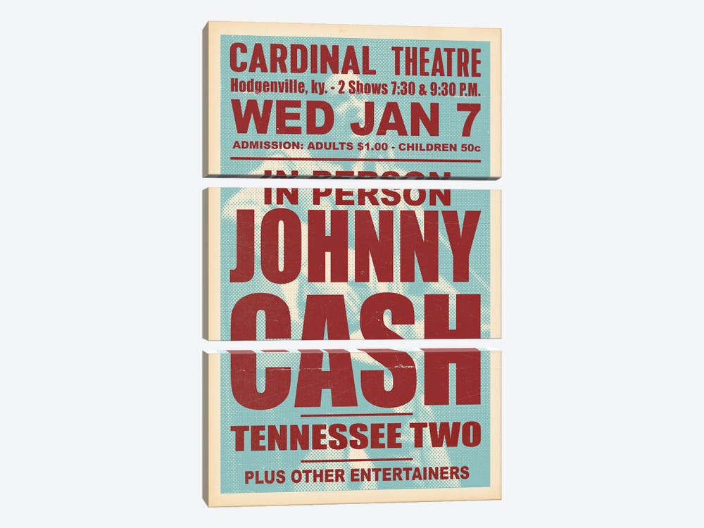 Johnny Cash 1959 by TOMADEE 3-piece Canvas Wall Art