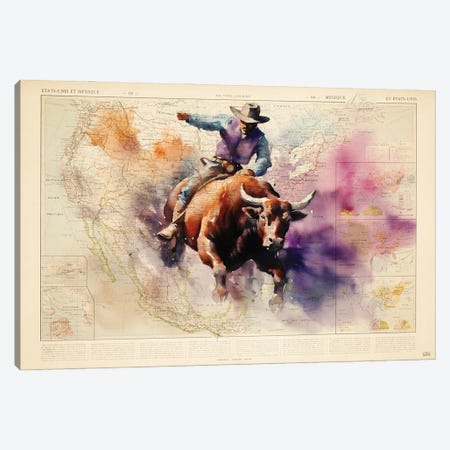 Bull Rider Canvas Print #TLL127} by TOMADEE Canvas Art Print