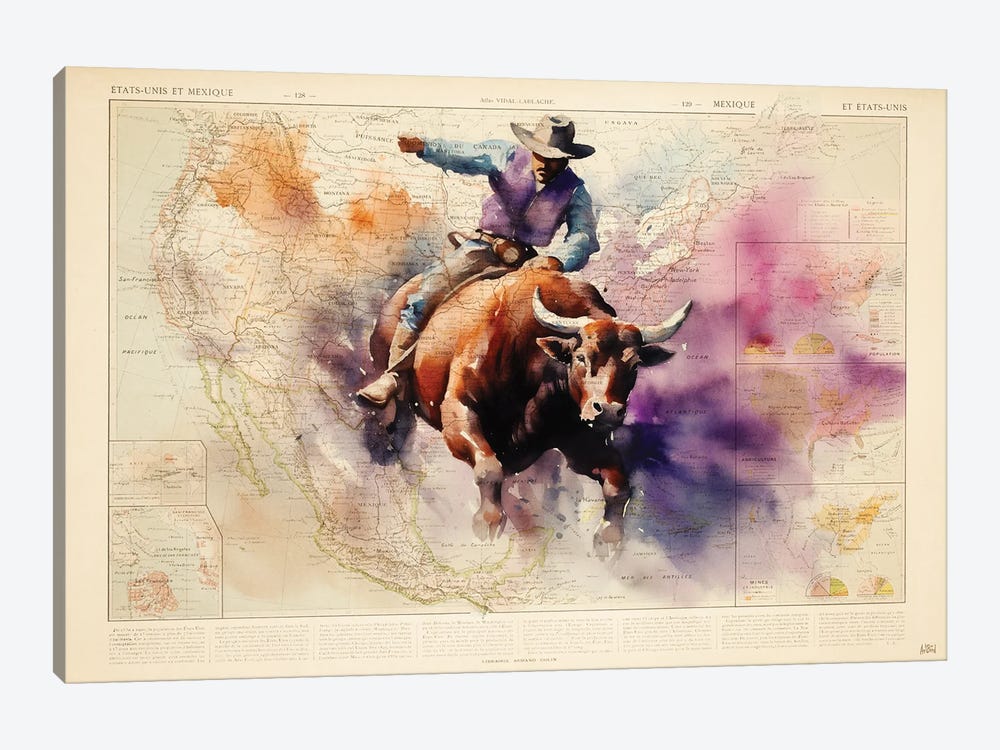 Bull Rider by TOMADEE 1-piece Canvas Wall Art