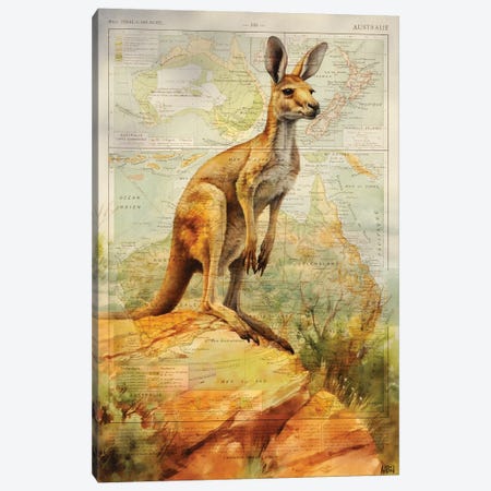 Kangaroo Australia Canvas Print #TLL130} by TOMADEE Canvas Art Print