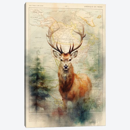 Deer Canvas Print #TLL138} by TOMADEE Art Print