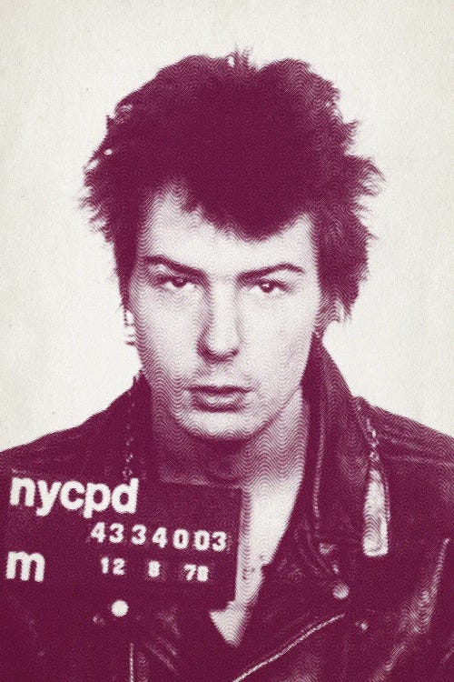 Sid Vicious Sex Pistols Mugshot