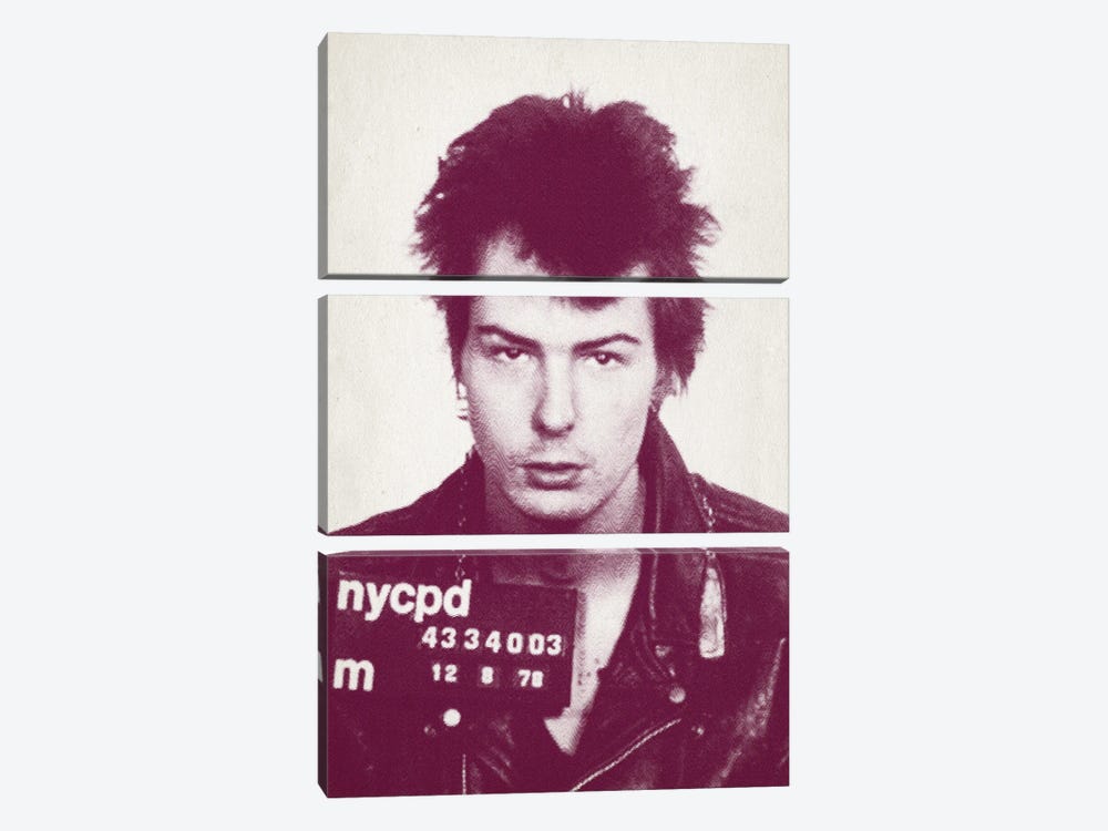 Sid Vicious Sex Pistols Mugshot by TOMADEE 3-piece Canvas Artwork