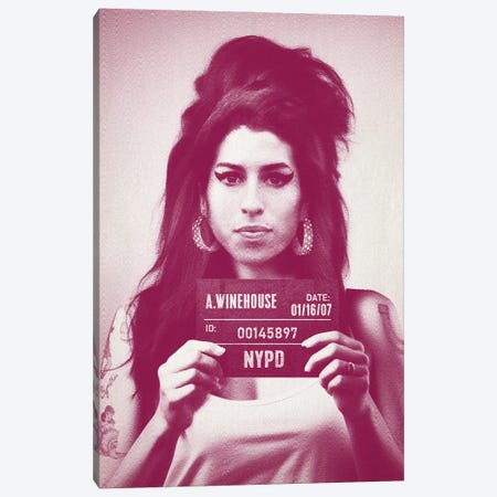 Amy Winehouse Mugshot Magenta Canvas Print #TLL146} by TOMADEE Canvas Print