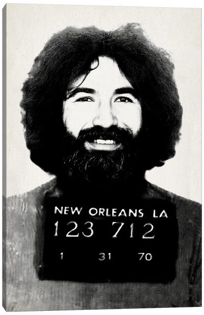 Jerry Garcia Mugshot Canvas Art Print - Jerry Garcia