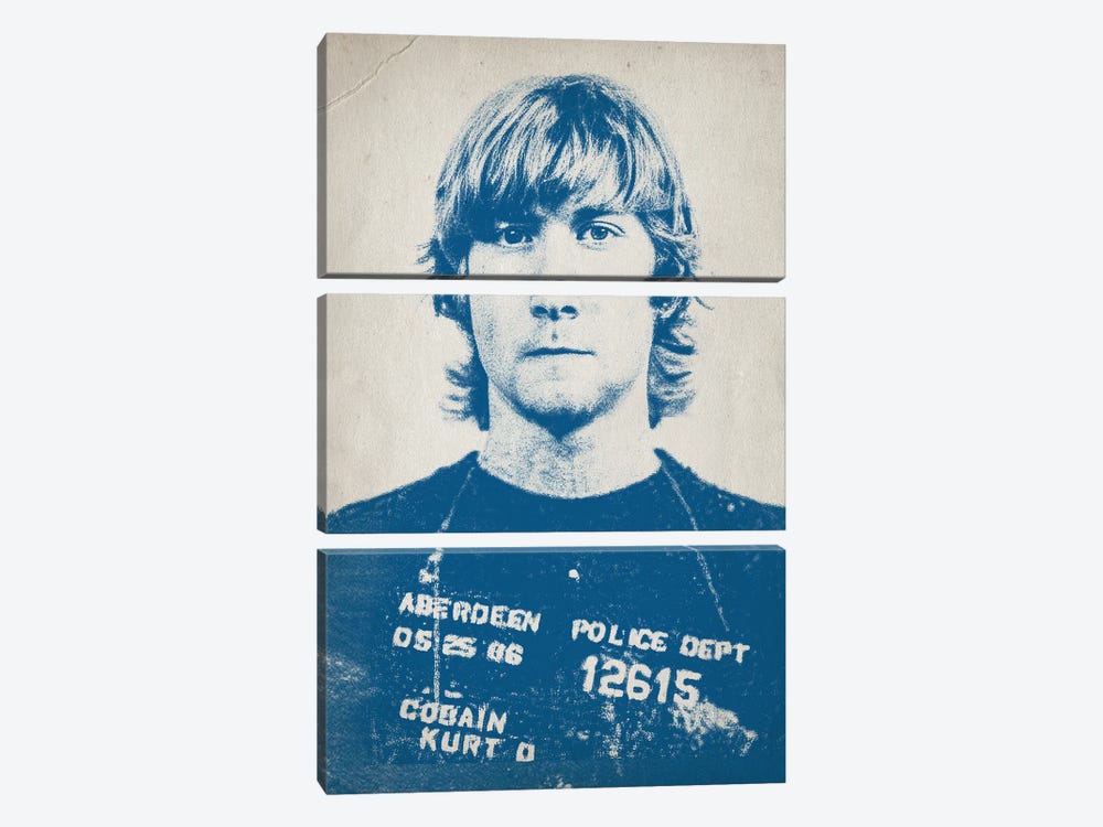 Kurt Cobain Mugshot by TOMADEE 3-piece Canvas Wall Art