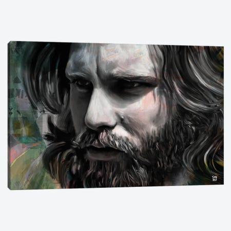 Jim Morrison Portrait Canvas Print #TLL65} by TOMADEE Canvas Art