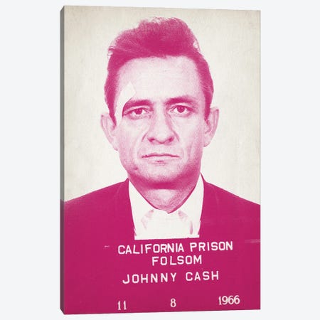 Johnny Cash Mugshot Pink Canvas Print #TLL74} by TOMADEE Canvas Art Print