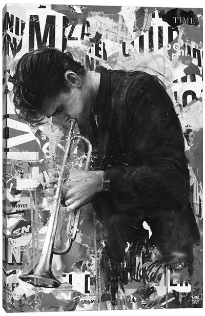 Chet Baker Black Canvas Art Print - Trumpet Art