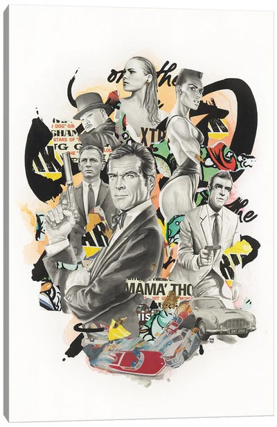 James Bond Legacy Canvas Art Print - Sixties Nostalgia Art