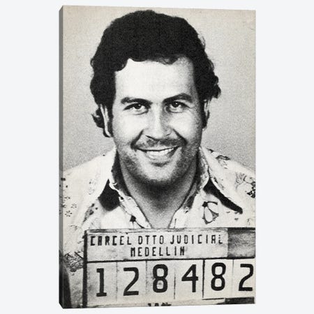 Pablo Escobar Mugshot Canvas Print #TLL90} by TOMADEE Canvas Wall Art